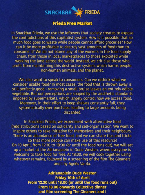 💥FRIEDA FREE MARKET💥@Adrianaplein (and film screening after)