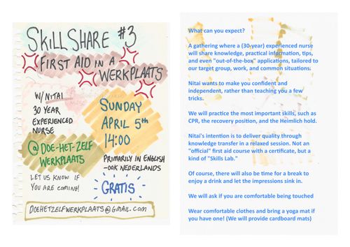 Skill Share Session #3 First-Aid in a Werkplaats